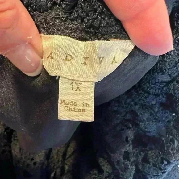 ADIVA Lace Blue Blouse with lining (Size 1X) - Picture 11 of 13